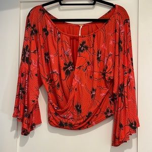 Free People Printed Bell Sleeve -S